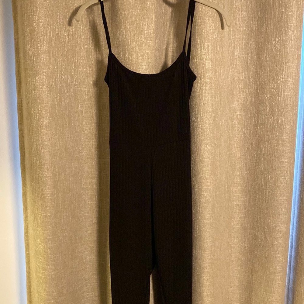Rubbed jumpsuit with thong detail